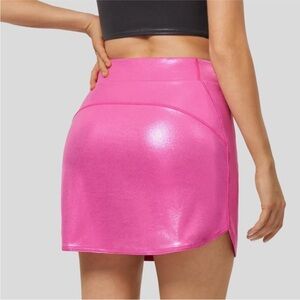 HALARA Softlyzero Pink Metallic 2 In 1 Mini Party Skirt Skort Medium euc